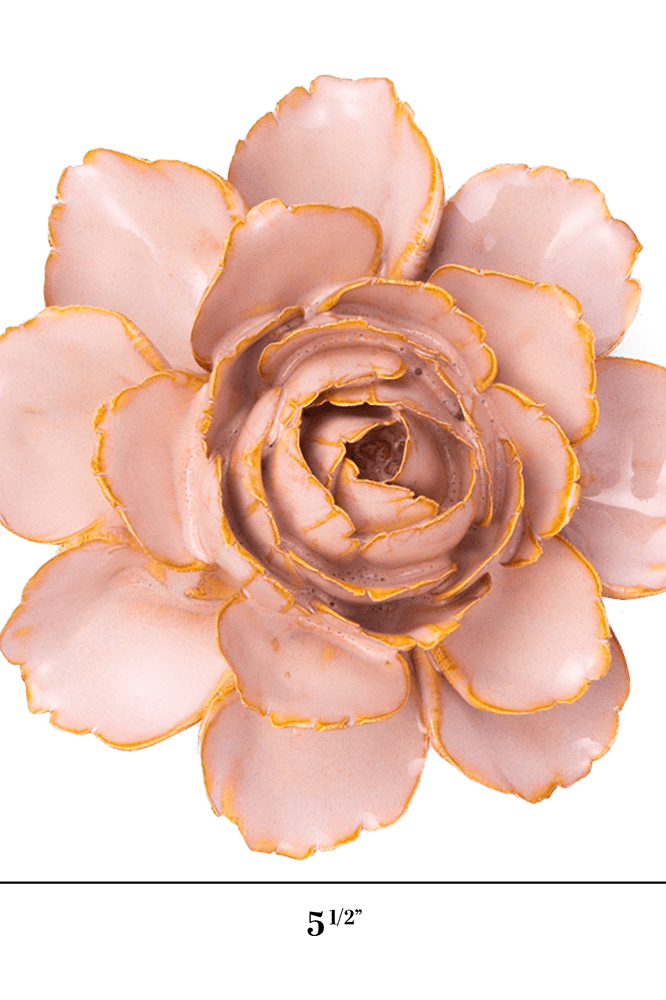France Ceramic Flower Wall Art Pink Zinnia - Chive Ceramics Studio - Ceramic Flowers - Chive Ceramics Studio