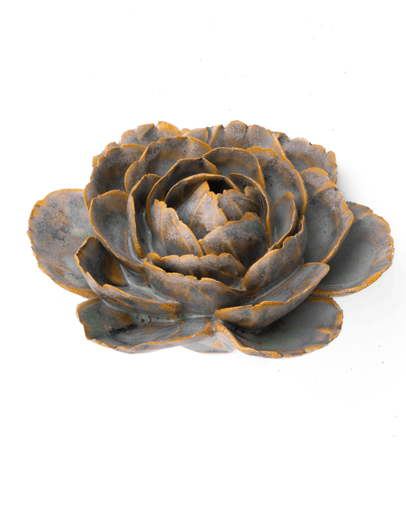 France Ceramic Flower Wall Art Blue Green Cabbage Flower - Chive Ceramics Studio - Ceramic Flowers - Chive Ceramics Studio