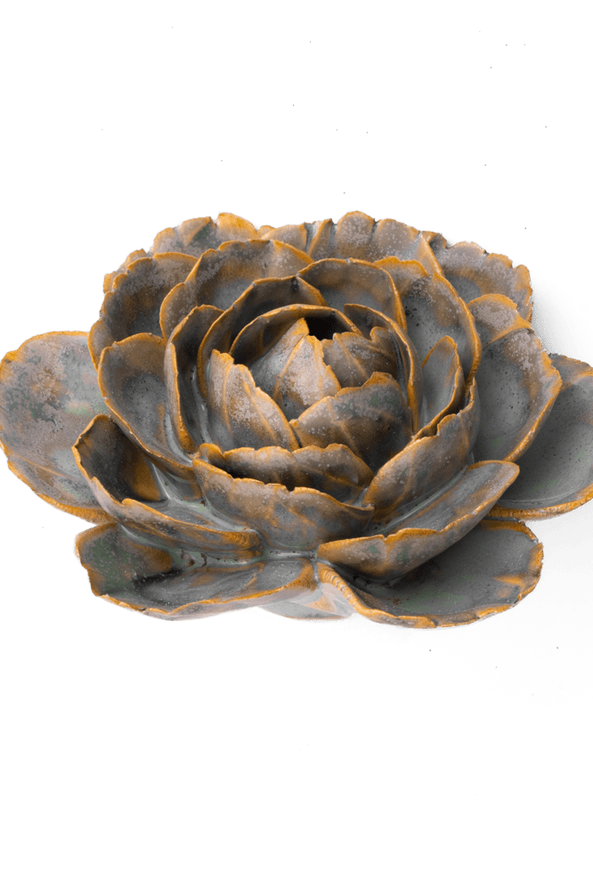France Ceramic Flower Wall Art Blue Green Cabbage Flower - Chive Ceramics Studio - Ceramic Flowers - Chive Ceramics Studio