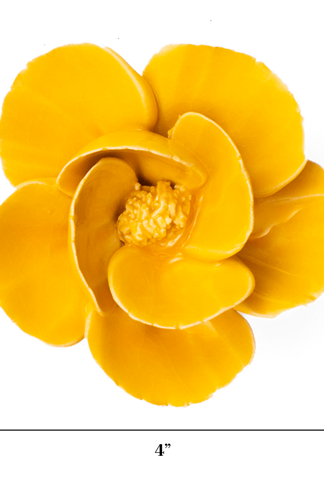 France Ceramic Flower Wall Art Yellow Lotus - Chive Ceramics Studio - Ceramic Flowers - Chive Ceramics Studio