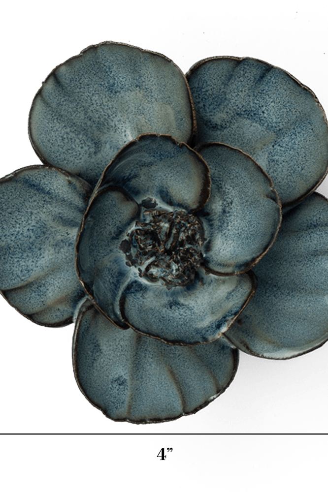 France Ceramic Flower Wall Art Blue Grey Lotus - Chive Ceramics Studio - Ceramic Flowers - Chive Ceramics Studio