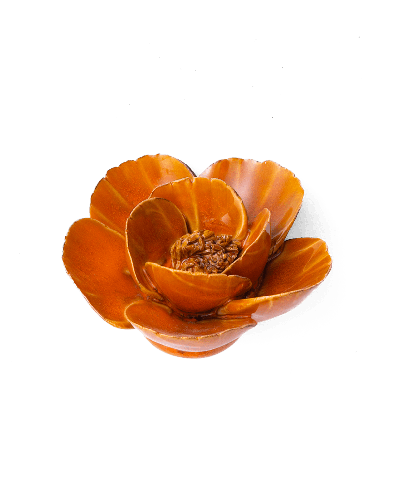 FR08 Burnt Orange Poppy - Chive Ceramics Studio - Ceramic Flowers - Chive Ceramics Studio