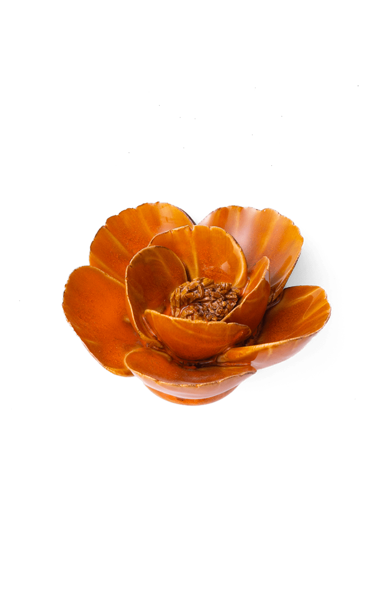 FR08 Burnt Orange Poppy - Chive Ceramics Studio - Ceramic Flowers - Chive Ceramics Studio