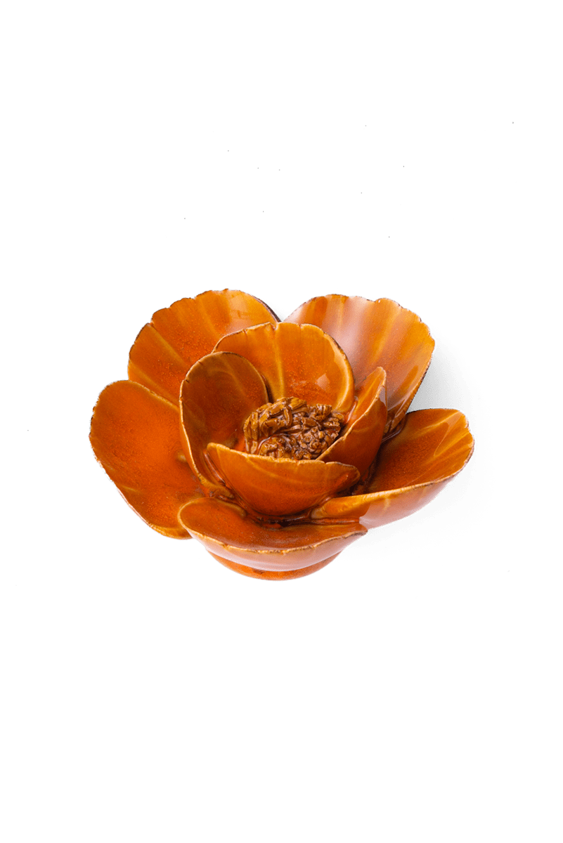 FR08 Burnt Orange Poppy - Chive Ceramics Studio - Ceramic Flowers - Chive Ceramics Studio