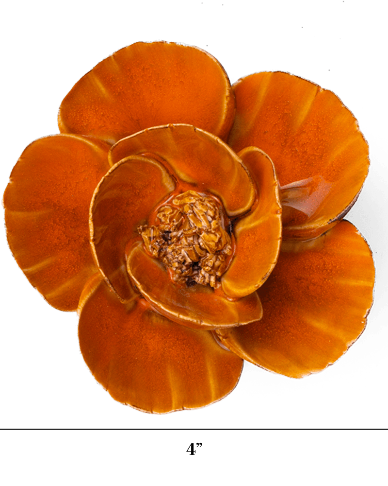 France Ceramic Flower Wall Art Orange Lotus - Chive Ceramics Studio - Ceramic Flowers - Chive Ceramics Studio