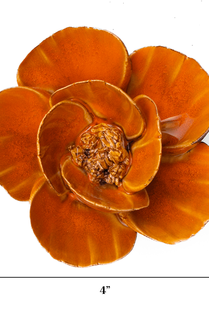 France Ceramic Flower Wall Art Orange Lotus - Chive Ceramics Studio - Ceramic Flowers - Chive Ceramics Studio