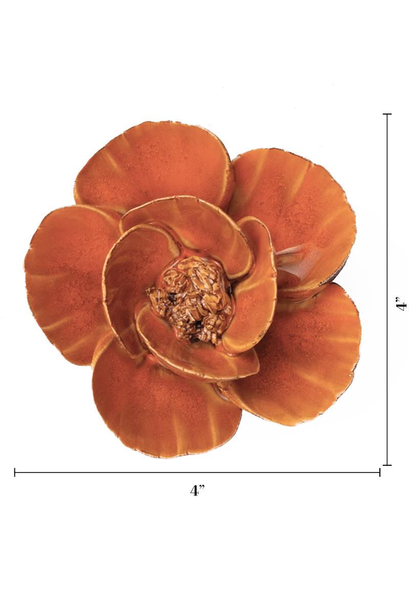 France Ceramic Flower Wall Art Orange Lotus - Chive Ceramics Studio - Ceramic Flowers - Chive Ceramics Studio