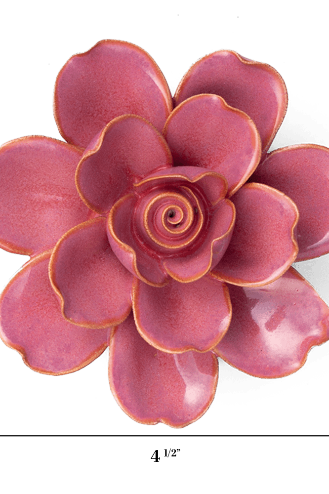 France Ceramic Flower Wall Art Pink Gardenia - Chive Ceramics Studio - Ceramic Flowers - Chive Ceramics Studio