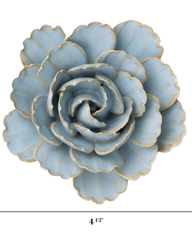 France Ceramic Flower Wall Art Teal Peony - Chive Ceramics Studio - Ceramic Flowers - Chive Ceramics Studio