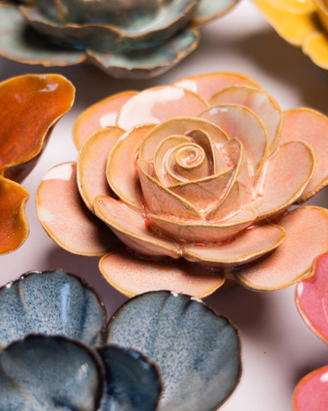 Peach Pink Cloni Ranunculus - Chive Ceramics Studio - Ceramic Flowers - Chive Ceramics Studio