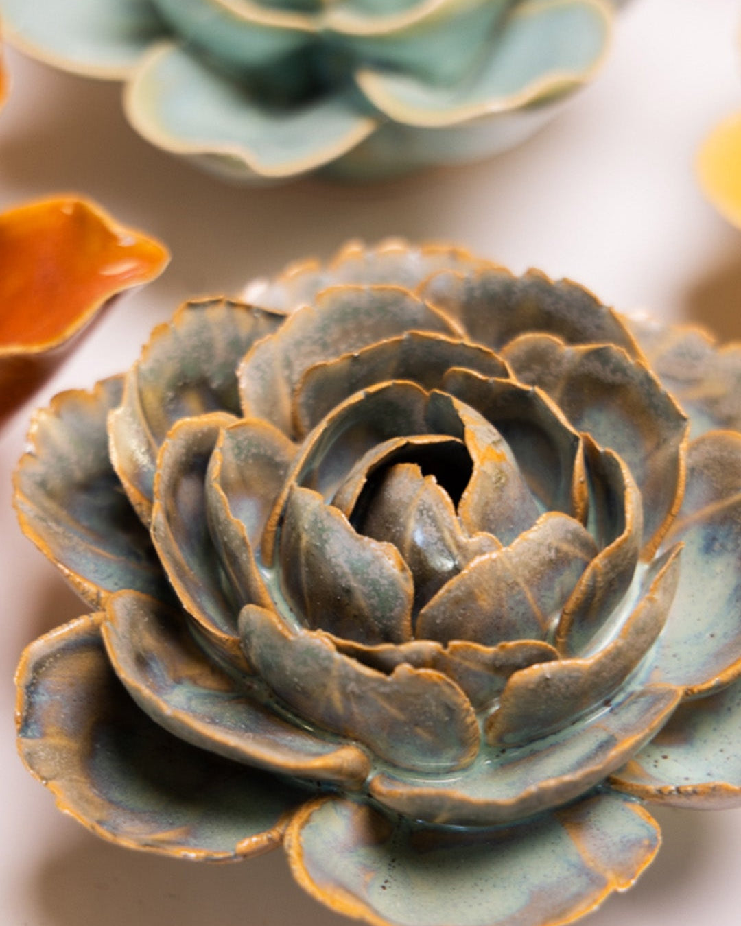 Pale Blue English Rose - Chive Ceramics Studio - Ceramic Flowers - Chive Ceramics Studio