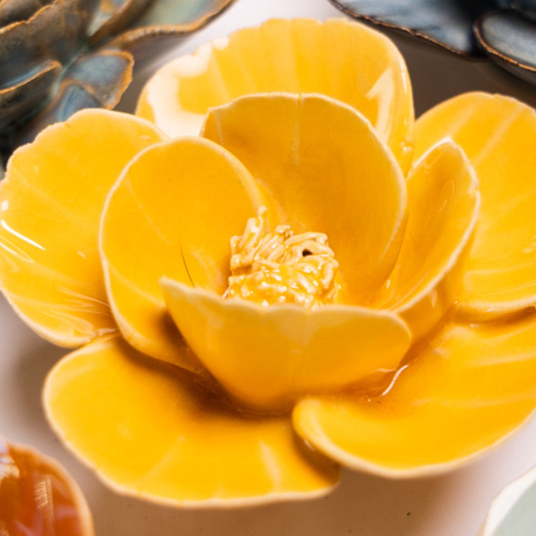 Burnt Yellow Poppy - Chive Ceramics Studio - Ceramic Flowers - Chive Ceramics Studio