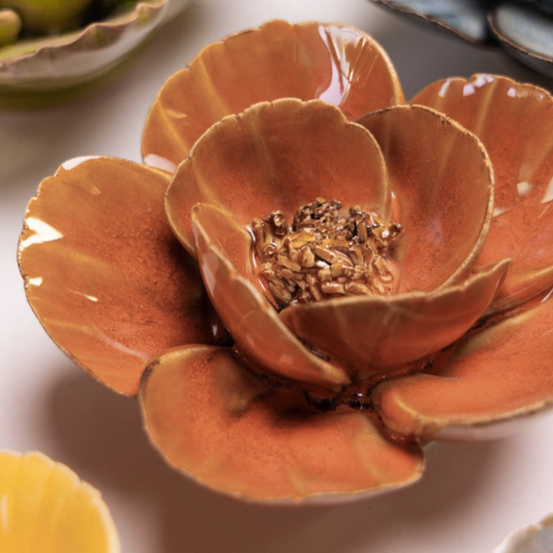 Burnt Orange Poppy - Chive Ceramics Studio - Ceramic Flowers - Chive Ceramics Studio