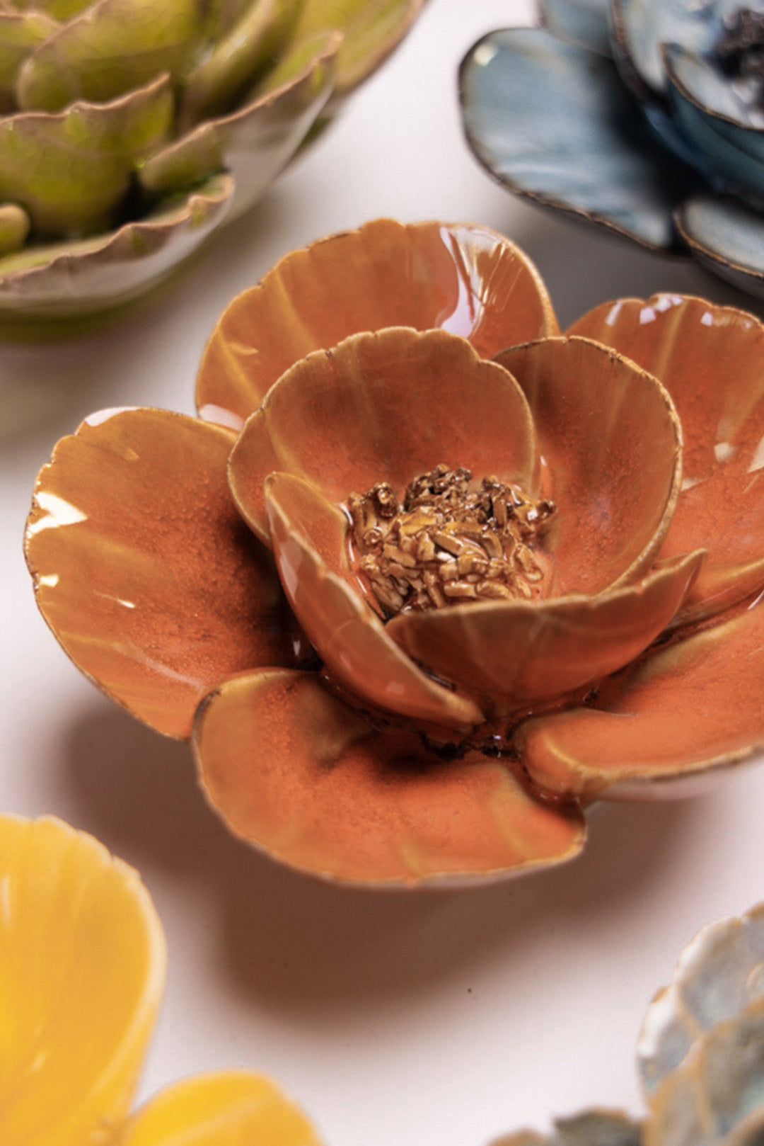 Burnt Orange Poppy - Chive Ceramics Studio - Ceramic Flowers - Chive Ceramics Studio