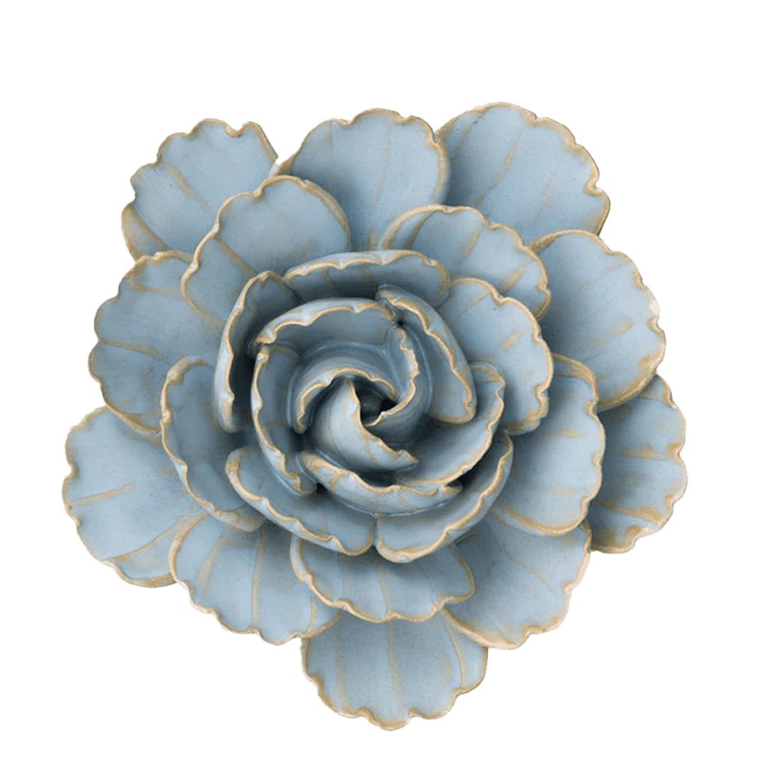 FR11 Robin's Egg Blue Keiko Peony - Chive Ceramics Studio - Ceramic Flowers - Chive Ceramics Studio