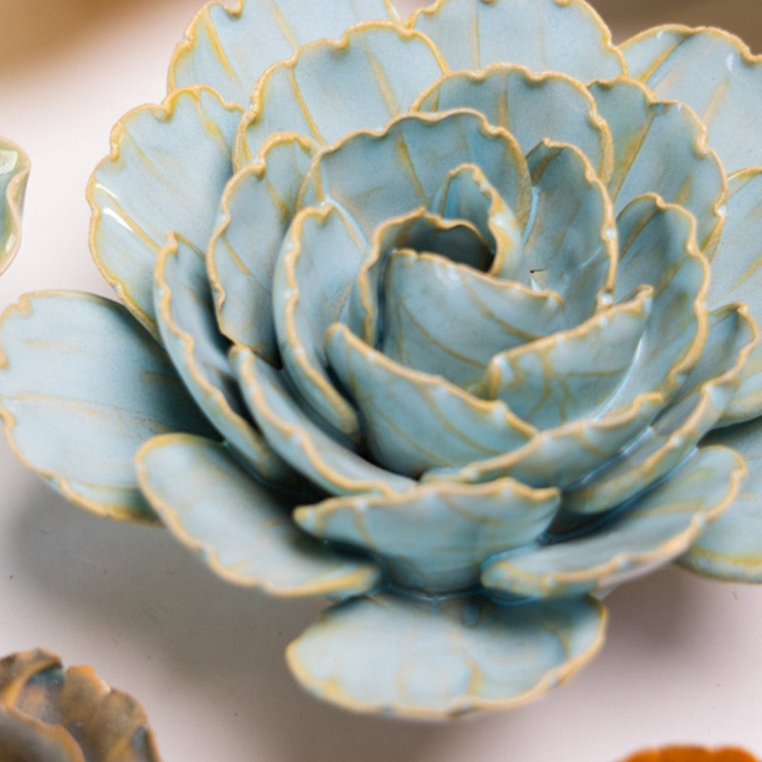 Robin's Egg Blue Keiko Peony - Chive Ceramics Studio - Ceramic Flowers - Chive Ceramics Studio