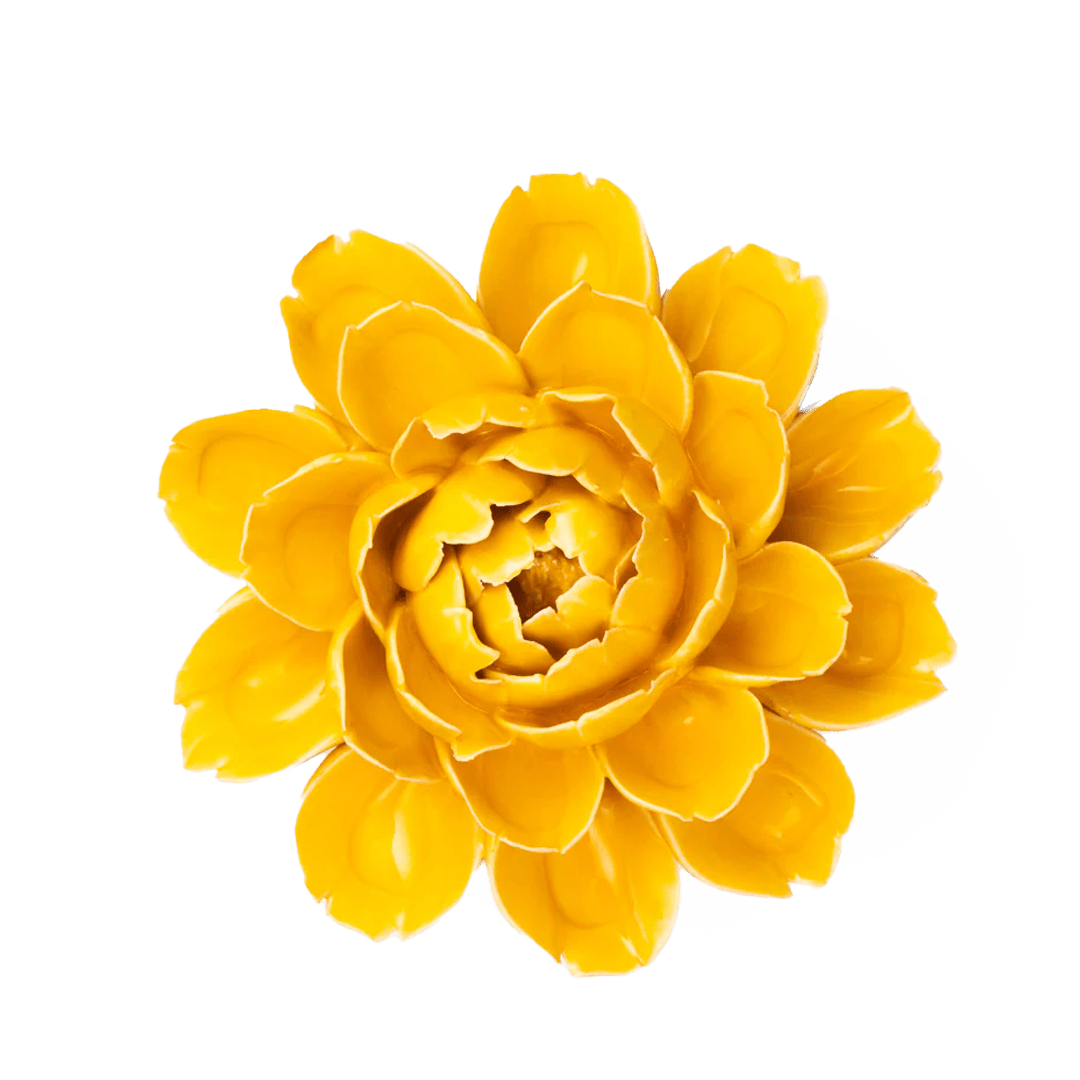FR14 Burnt Yellow Empire Cabbage Flower - Chive Ceramics Studio - Ceramic Flowers - Chive Ceramics Studio