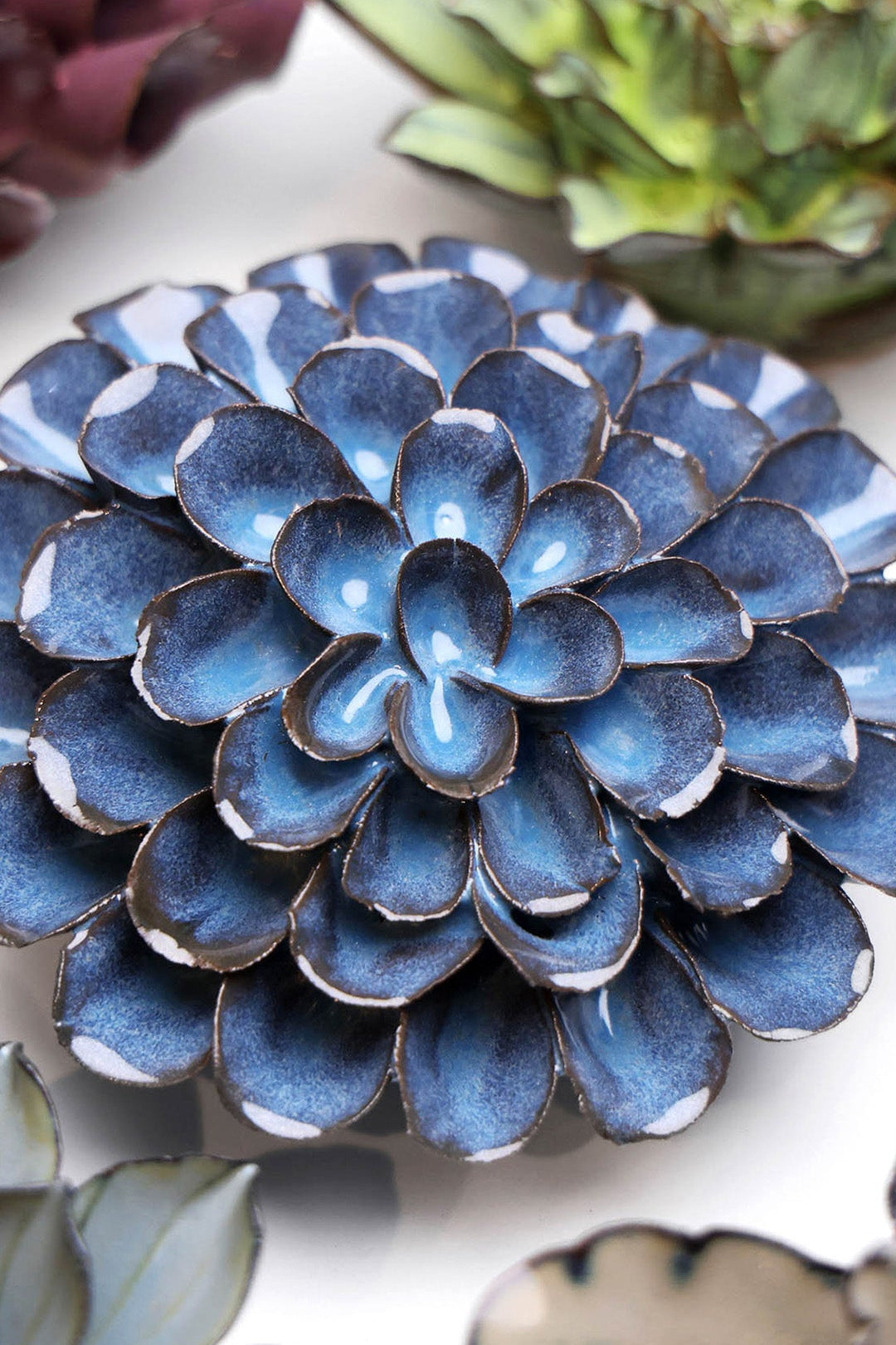 Blue Noir Pompon Dahlia - Chive Ceramics Studio - Ceramic Flowers - Chive Ceramics Studio