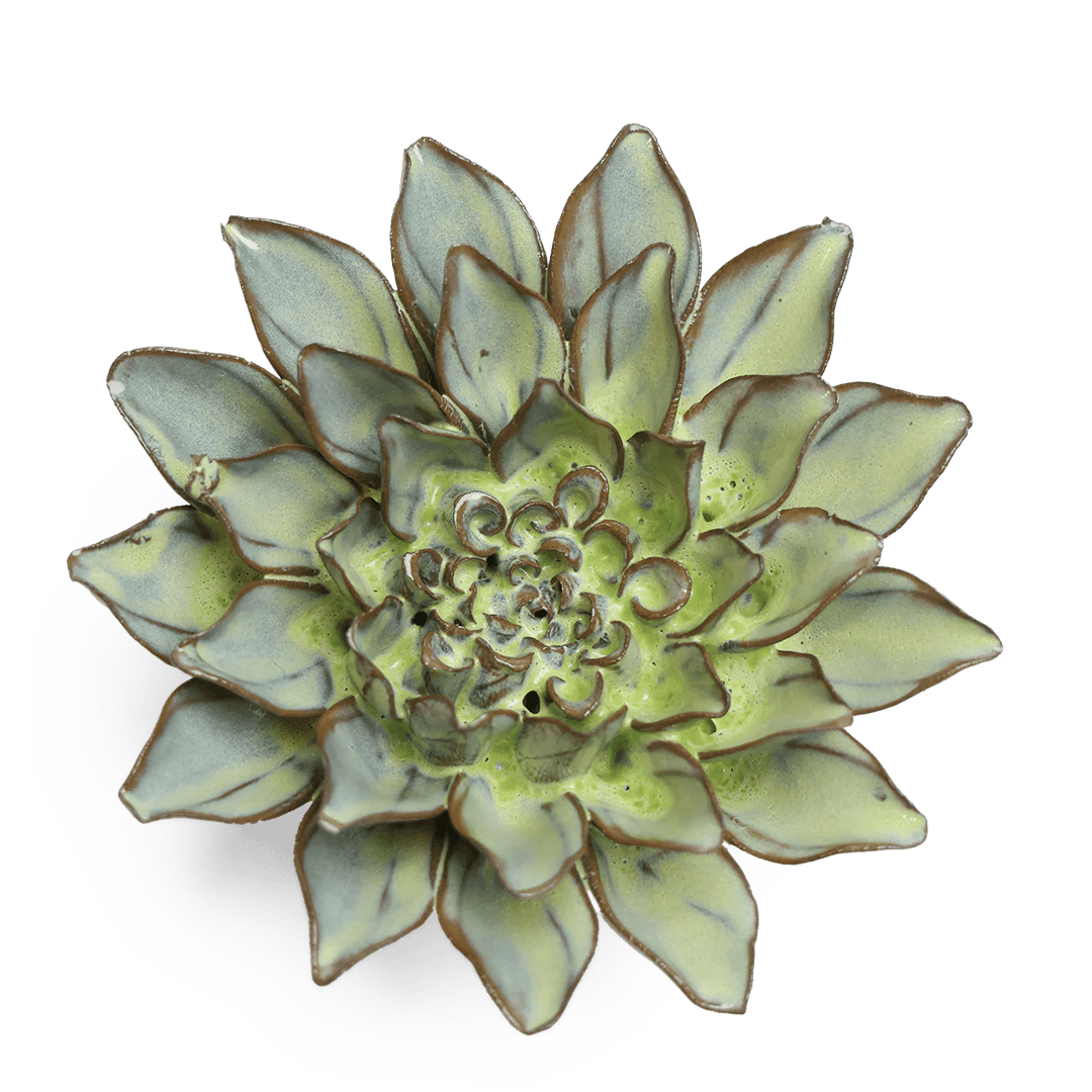 JA06 Pear Green Calico Aster - Chive Ceramics Studio - Ceramic Flowers - Chive Ceramics Studio
