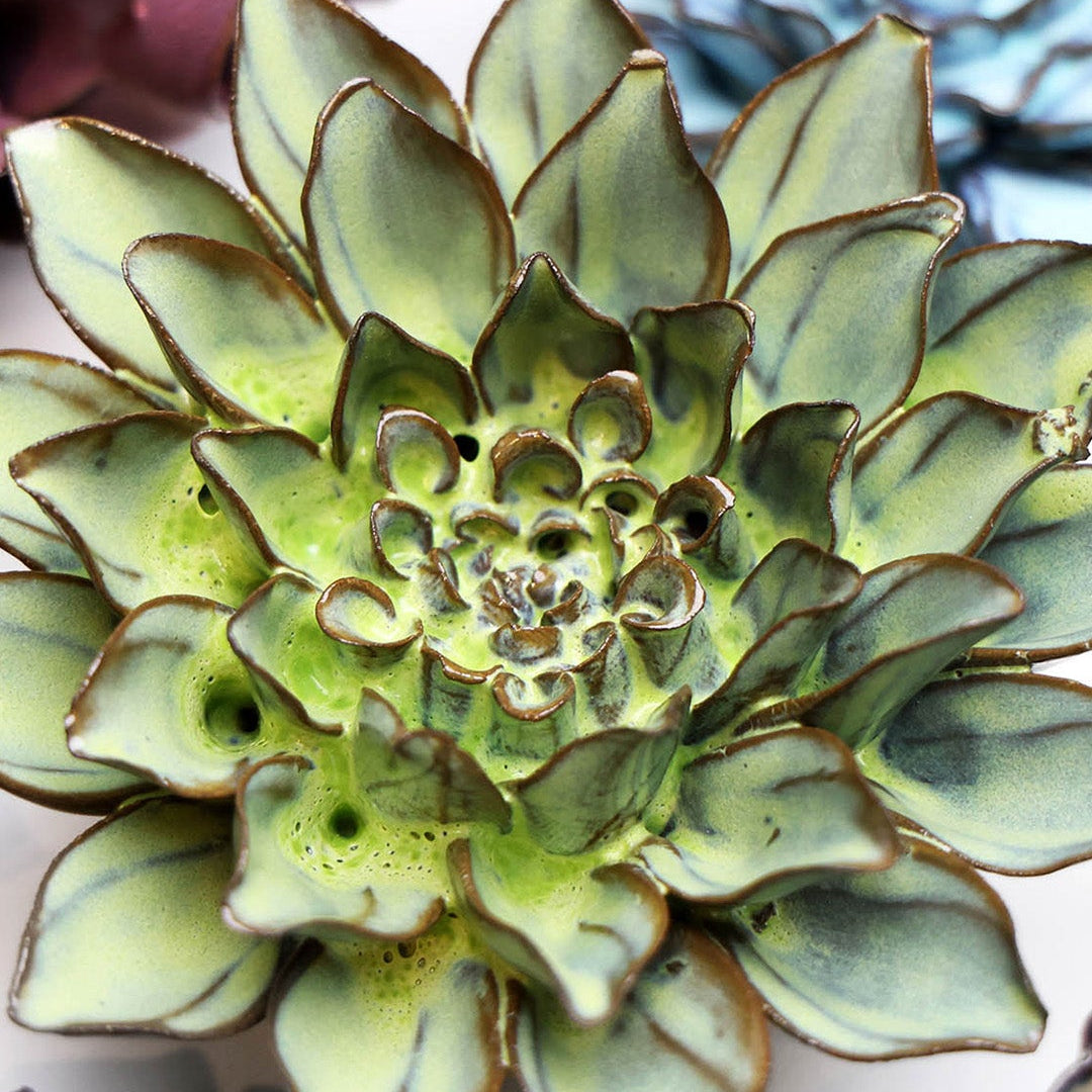 Pear Green Calico Aster - Chive Ceramics Studio - Ceramic Flowers - Chive Ceramics Studio