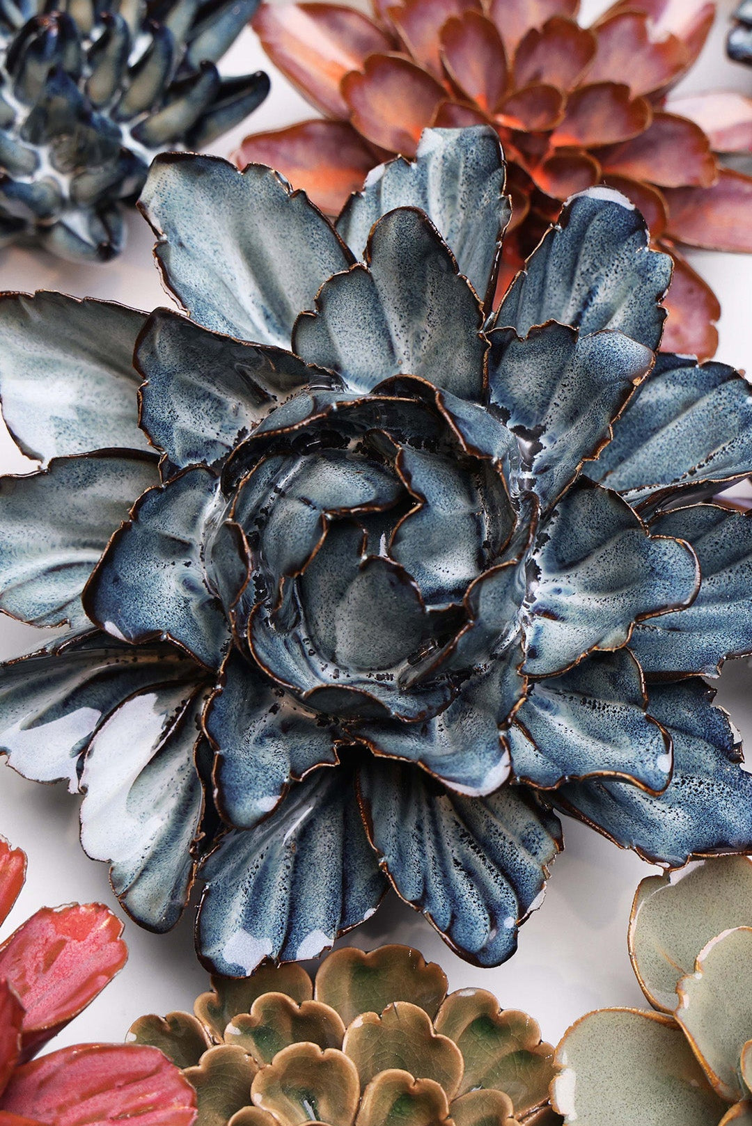 Navy Sorbet Peony - Chive Ceramics Studio - Ceramic Flowers - Chive Ceramics Studio