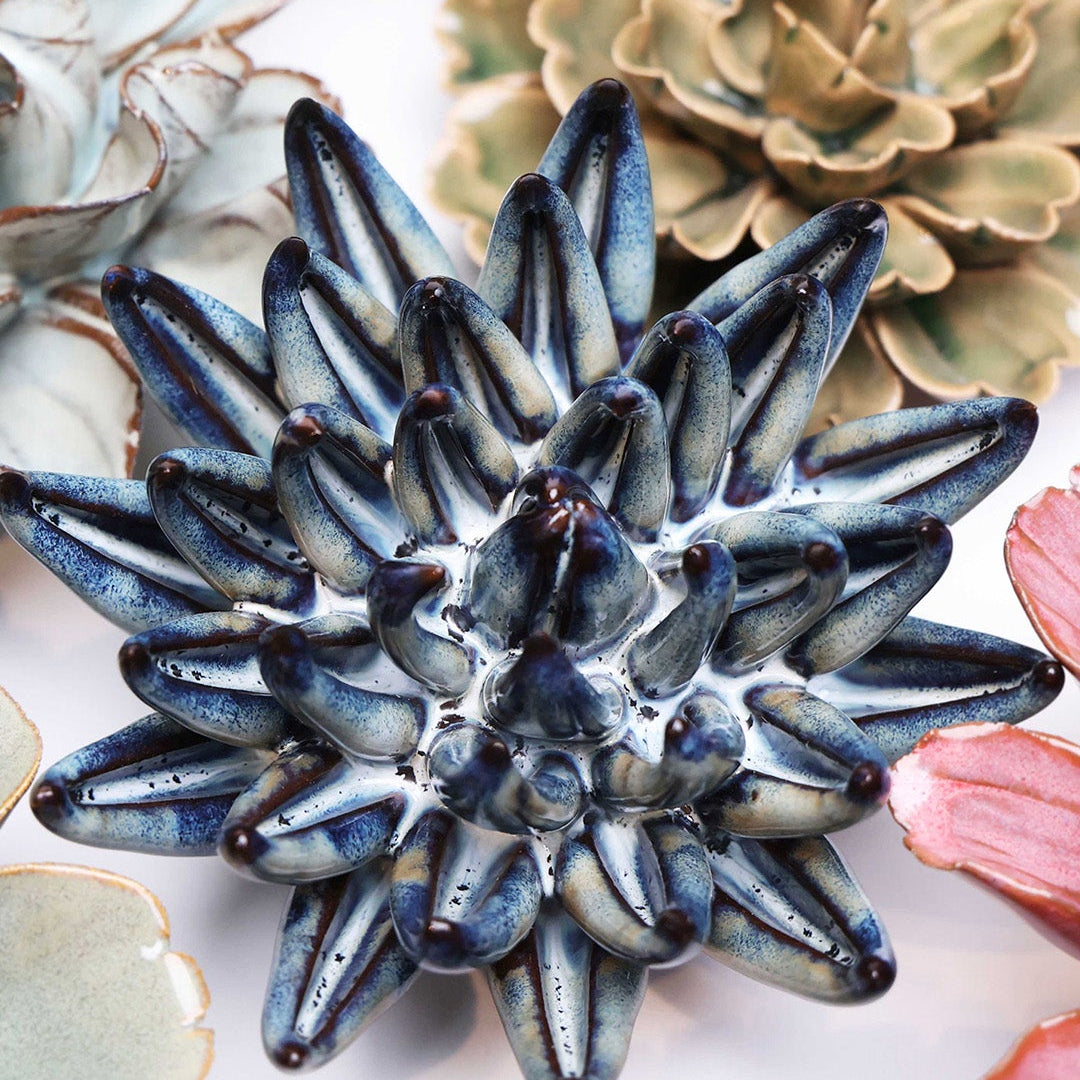 Navy Blue Chalksticks Succulent - Chive Ceramics Studio - Ceramic Flowers - Chive Ceramics Studio
