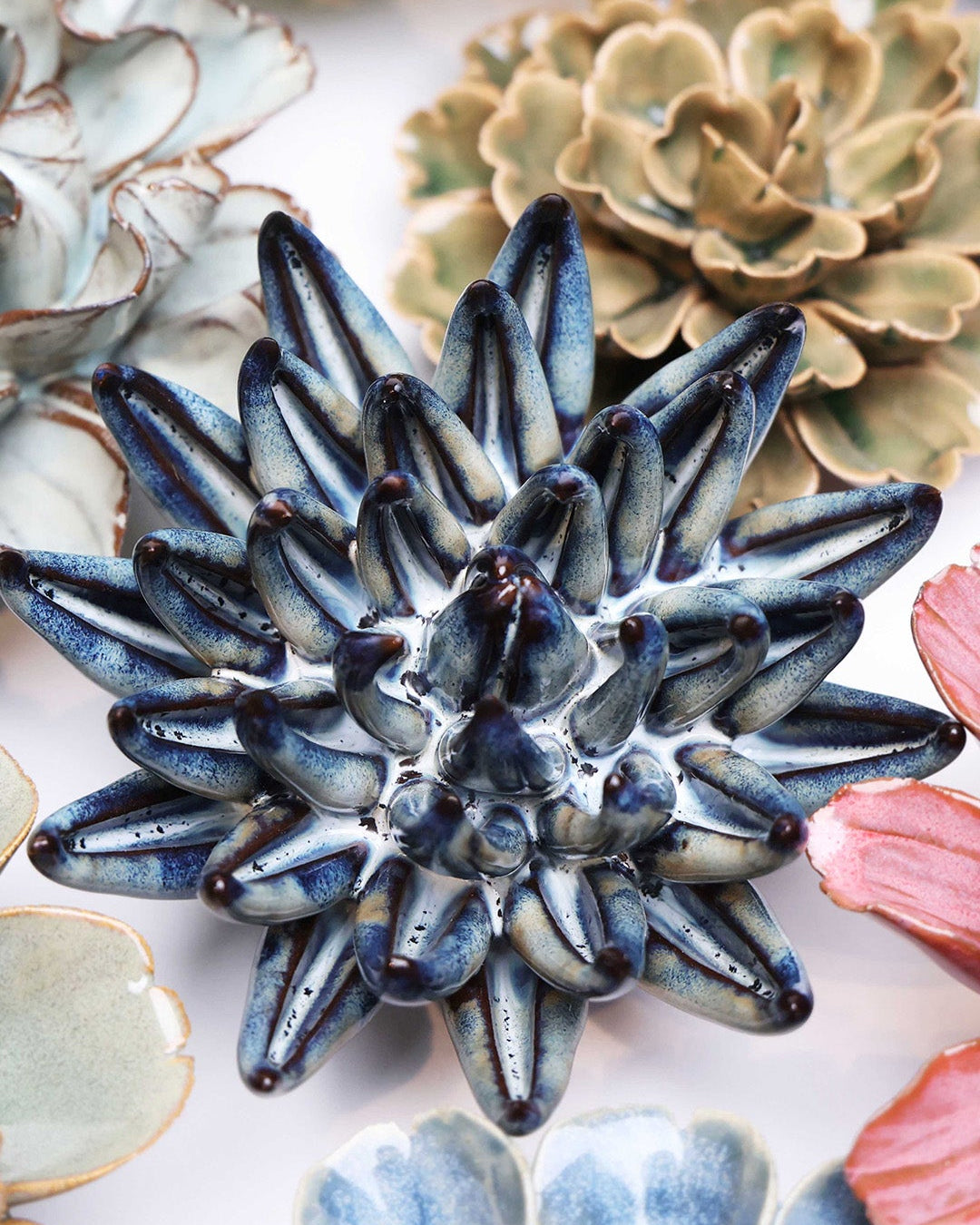 Navy Blue Chalksticks Succulent - Chive Ceramics Studio - Ceramic Flowers - Chive Ceramics Studio