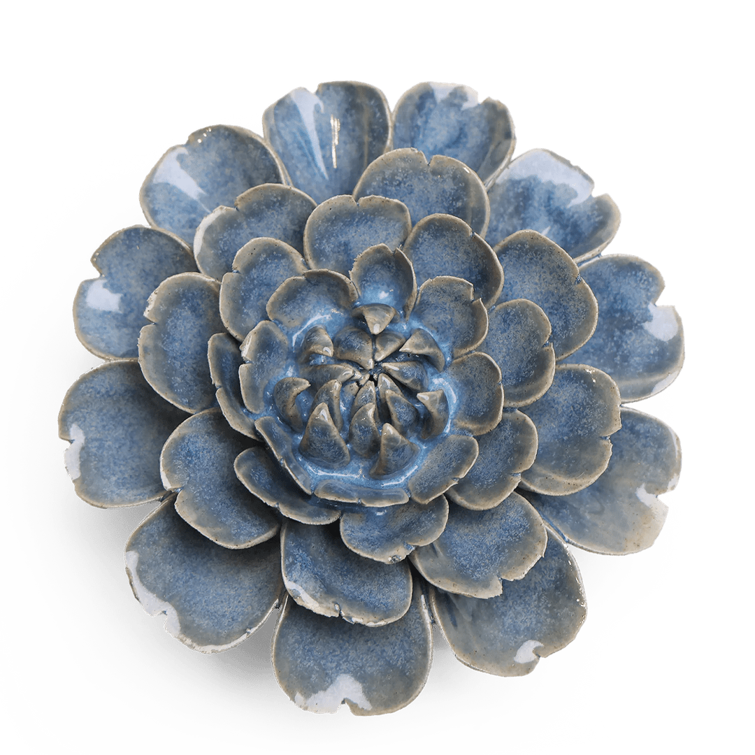 JA21 Fancy Blue Fiesta Marigold - Chive Ceramics Studio - Ceramic Flowers - Chive Ceramics Studio