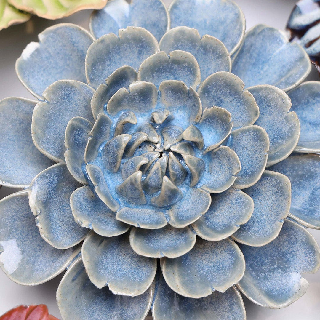 Fancy Blue Fiesta Marigold - Chive Ceramics Studio - Ceramic Flowers - Chive Ceramics Studio
