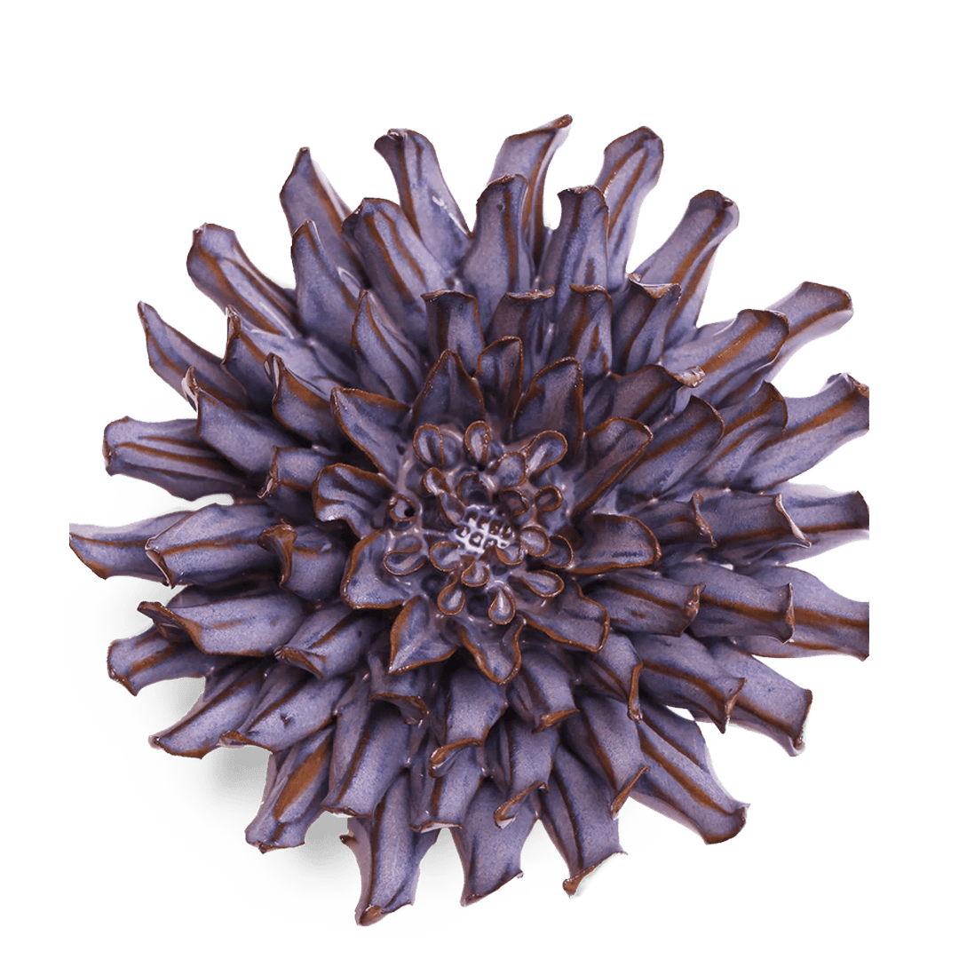 JA22 Violet Blue Fleur De Lis Mum - Chive Ceramics Studio - Ceramic Flowers - Chive Ceramics Studio