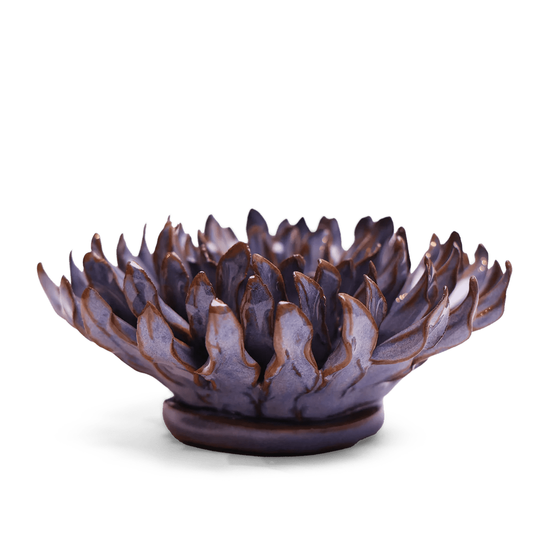JA22 Violet Blue Fleur De Lis Mum - Chive Ceramics Studio - Ceramic Flowers - Chive Ceramics Studio