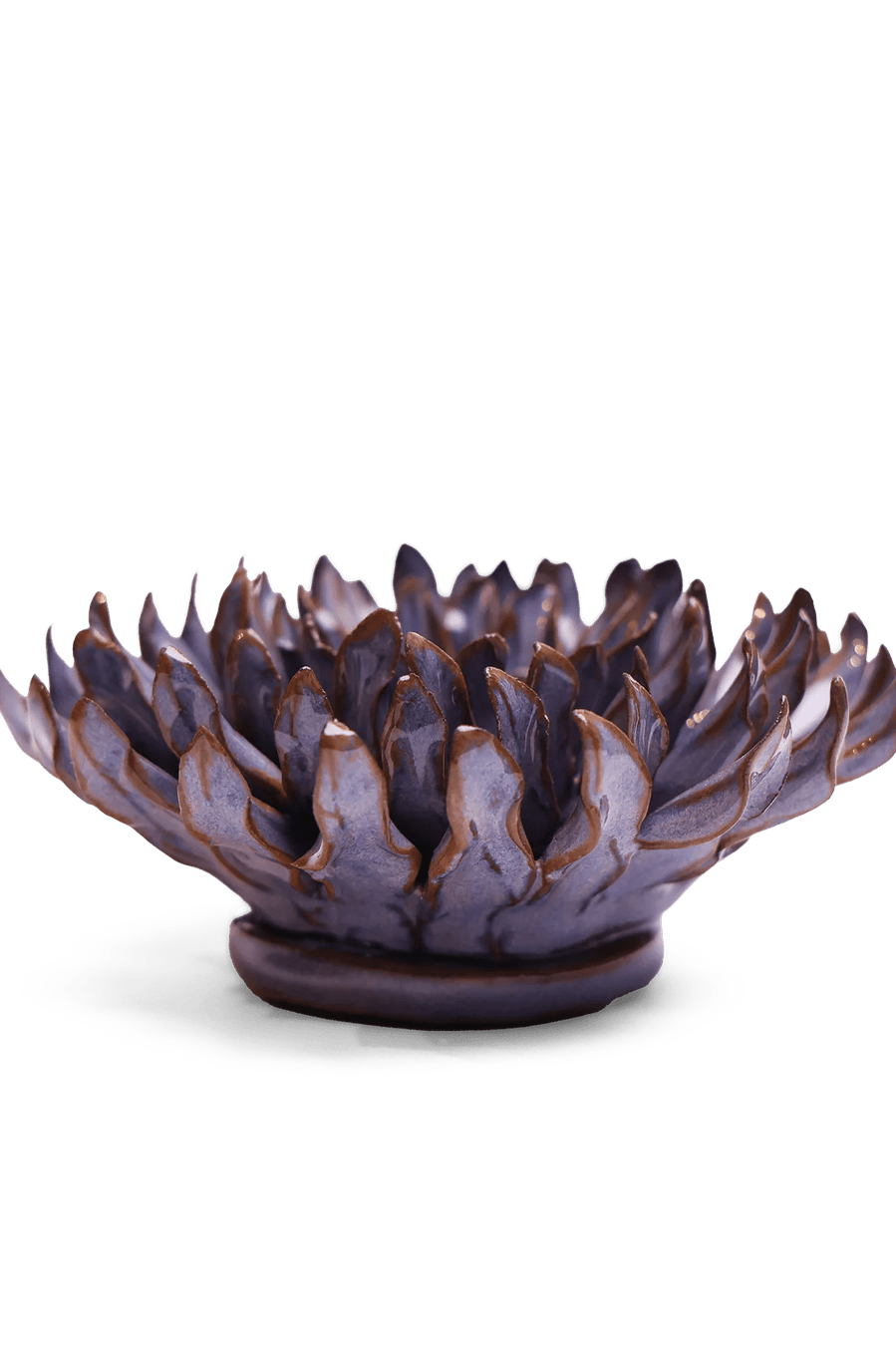 JA22 Violet Blue Fleur De Lis Mum - Chive Ceramics Studio - Ceramic Flowers - Chive Ceramics Studio