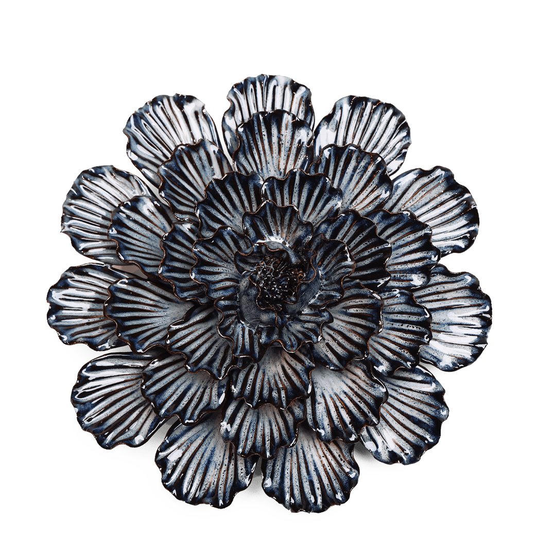JA25 Navy Dinner Plate Dahlia - Chive Ceramics Studio - Ceramic Flowers - Chive Ceramics Studio