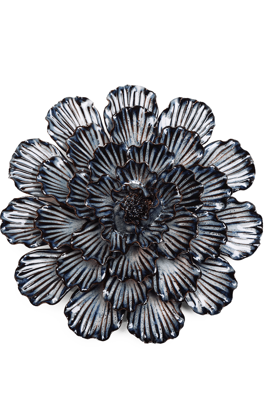 JA25 Navy Dinner Plate Dahlia - Chive Ceramics Studio - Ceramic Flowers - Chive Ceramics Studio