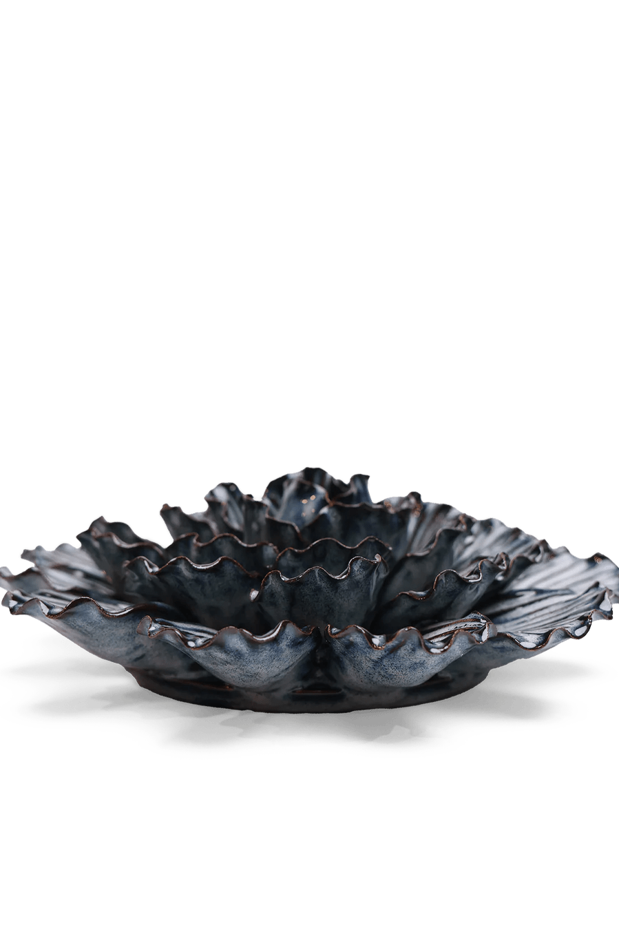JA25 Navy Dinner Plate Dahlia - Chive Ceramics Studio - Ceramic Flowers - Chive Ceramics Studio