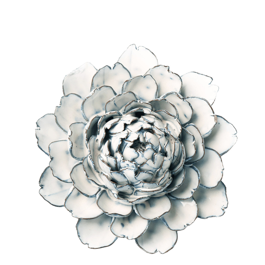 Blue White Hermione Peony - Chive Ceramics Studio - Ceramic Flowers - Chive Ceramics Studio