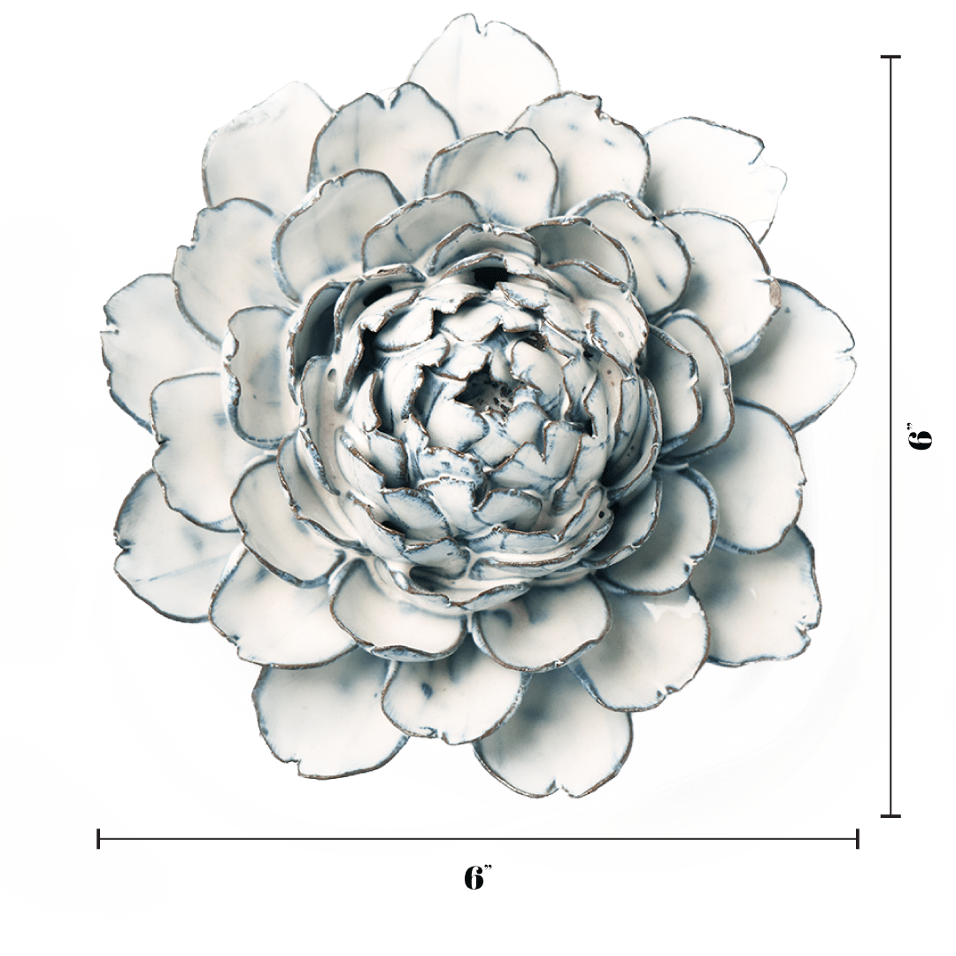 Blue White Hermione Peony - Chive Ceramics Studio - Ceramic Flowers - Chive Ceramics Studio