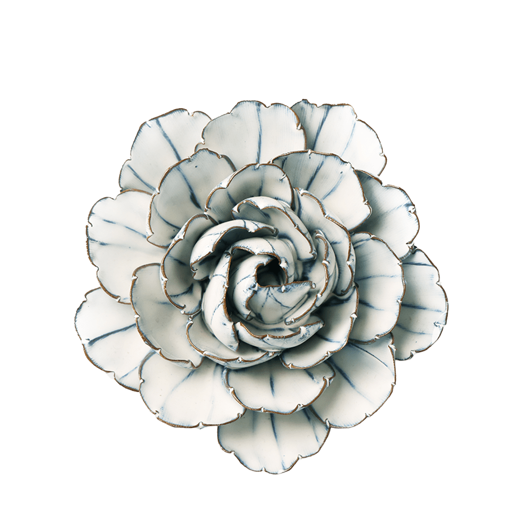 Blue White Keiko Peony - Chive Ceramics Studio - Ceramic Flowers - Chive Ceramics Studio