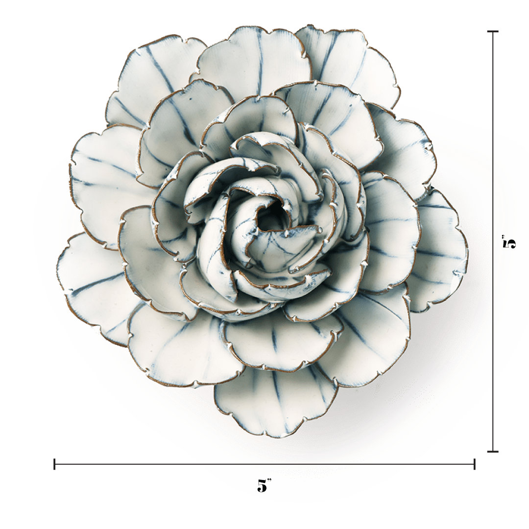Blue White Keiko Peony - Chive Ceramics Studio - Ceramic Flowers - Chive Ceramics Studio
