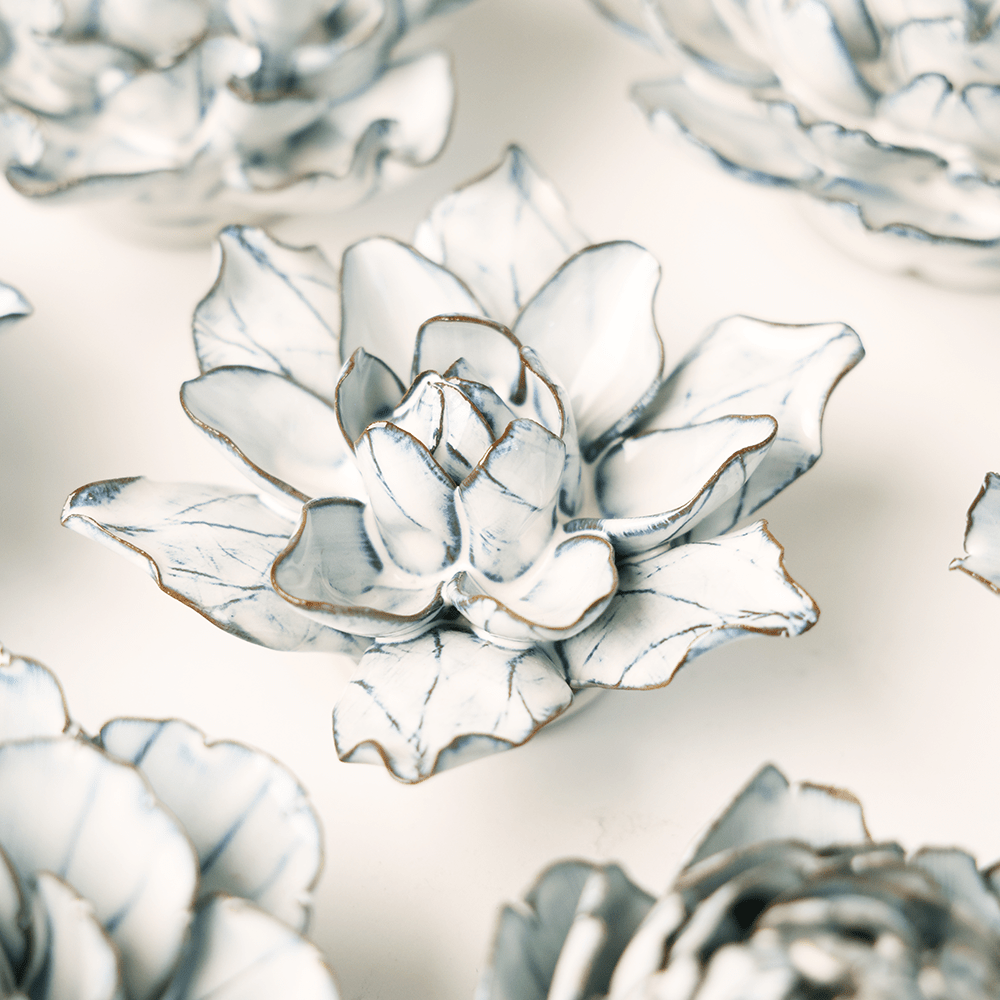 Blue White Columbine - Chive Ceramics Studio - Ceramic Flowers - Chive Ceramics Studio