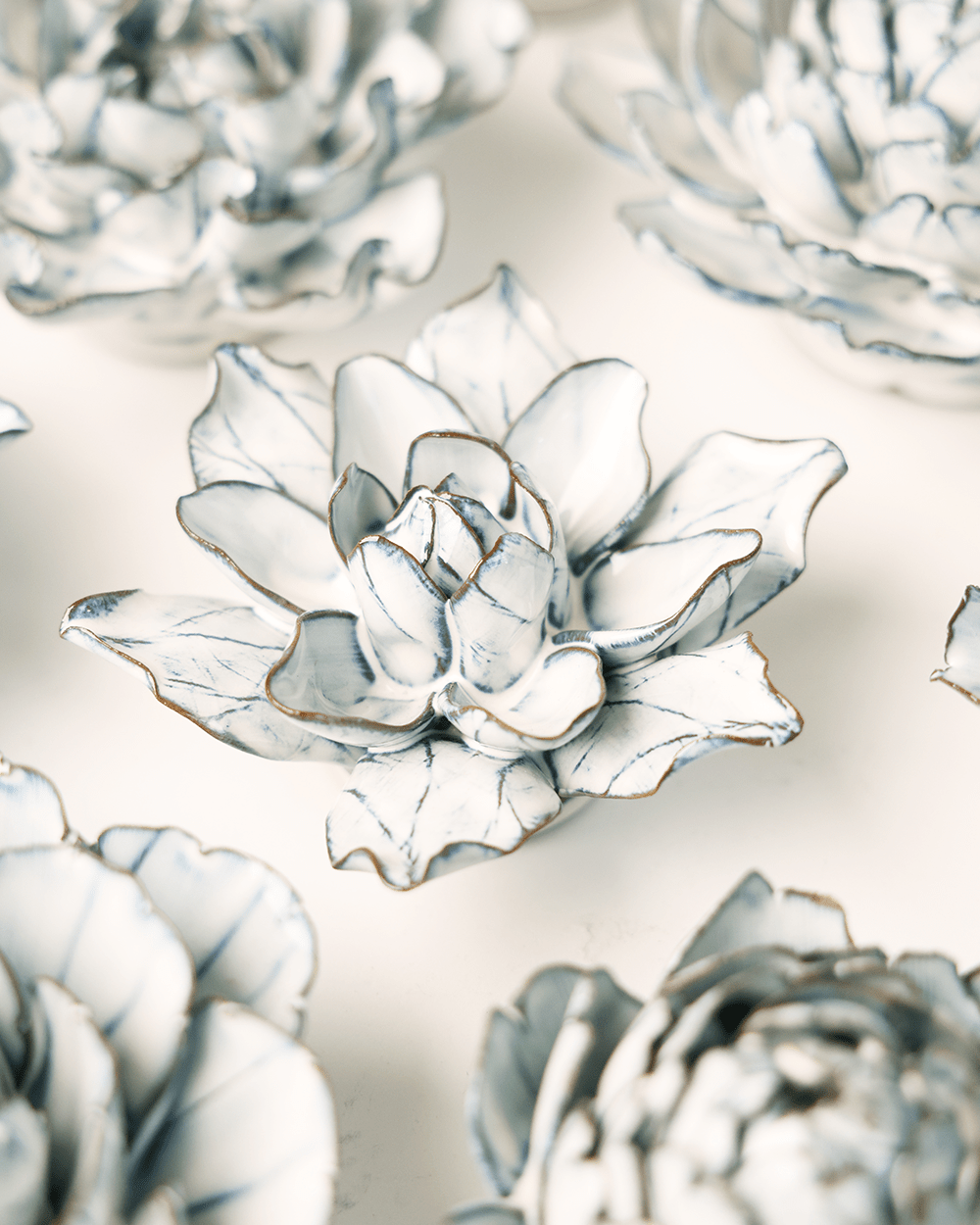 Blue White Columbine - Chive Ceramics Studio - Ceramic Flowers - Chive Ceramics Studio