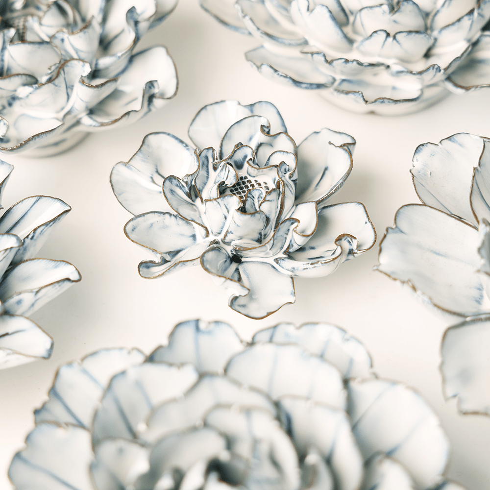 Blue White Hawthorn - Chive Ceramics Studio - Ceramic Flowers - Chive Ceramics Studio