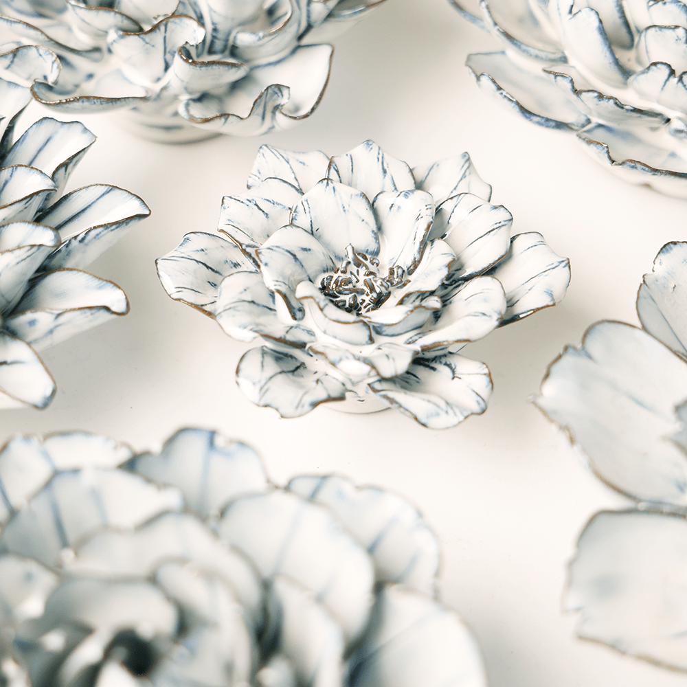 Blue White Cosmos - Chive Ceramics Studio - Ceramic Flowers - Chive Ceramics Studio
