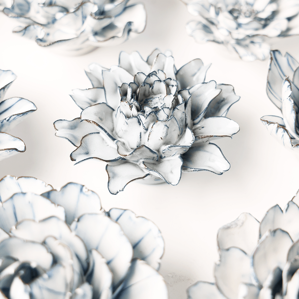 Blue White King Protea - Chive Ceramics Studio - Ceramic Flowers - Chive Ceramics Studio
