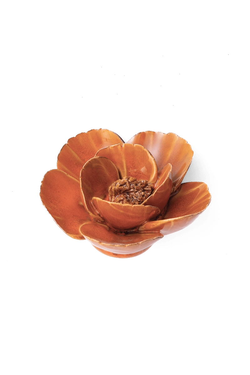 FR08 Burnt Orange Poppy - Chive Ceramics Studio - Ceramic Flowers - Chive Ceramics Studio