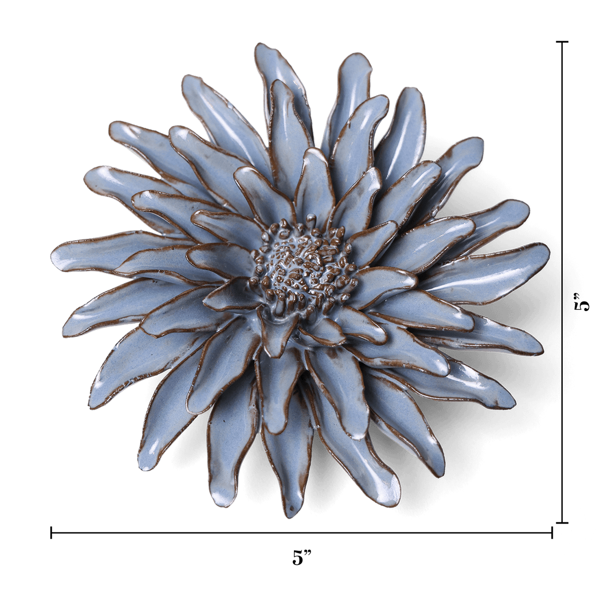 Nursery Wall Decor Ceramic Flower Medium Grey Handmade Art