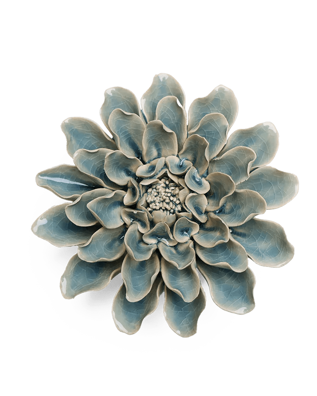 EG17 Powder Blue Aphrodite Dahlia - Chive Ceramics Studio - Ceramic Flowers - Chive Ceramics Studio