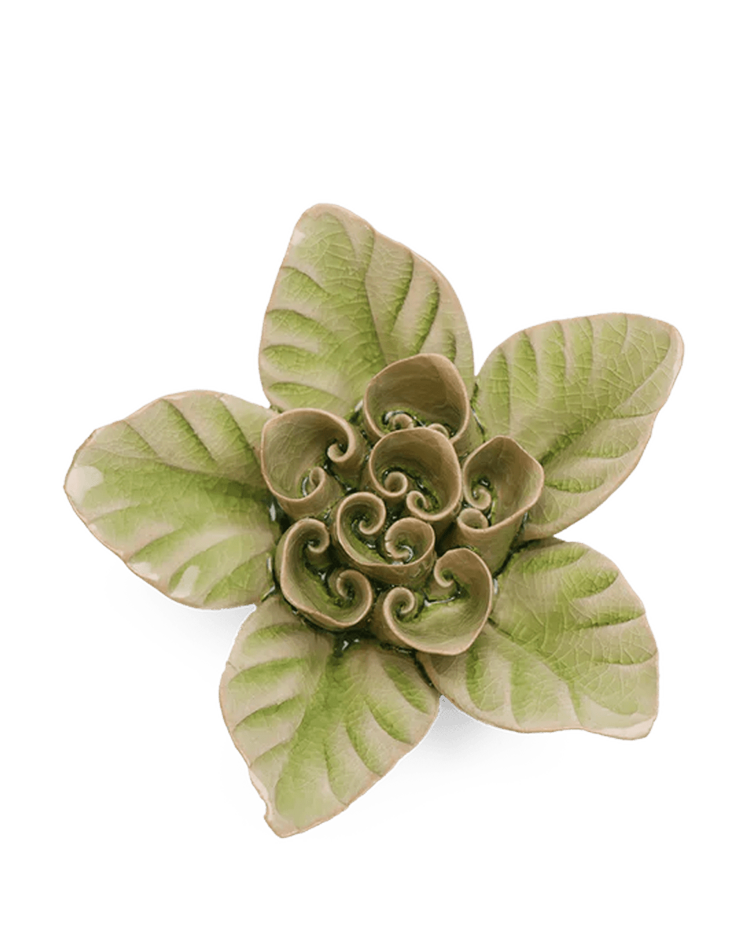 EG18 Peridot Green Maiden Lotus - Chive Ceramics Studio - Ceramic Flowers - Chive Ceramics Studio