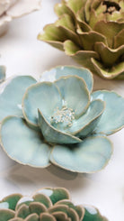 Milk Teal Poppy - Chive Ceramics Studio - Ceramic Flowers - Chive Ceramics Studio