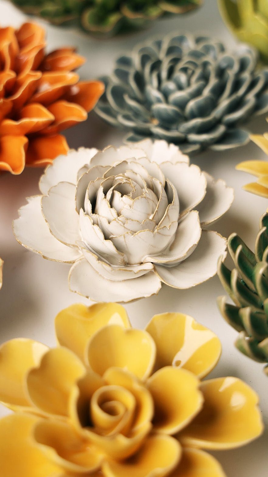 Ivory English Rose - Chive Ceramics Studio - Ceramic Flowers - Chive Ceramics Studio